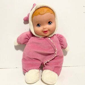 Lauer Water Baby Doll Pink Soft Outfit Sleeper Pink White Vintage Toy Blue Eyes